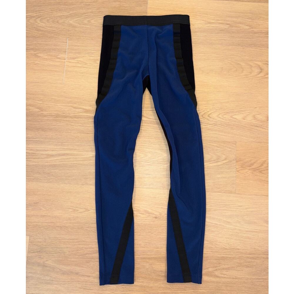 BCBGMaxazria thick blue depth & black ribbed bodycon leggings womens size small